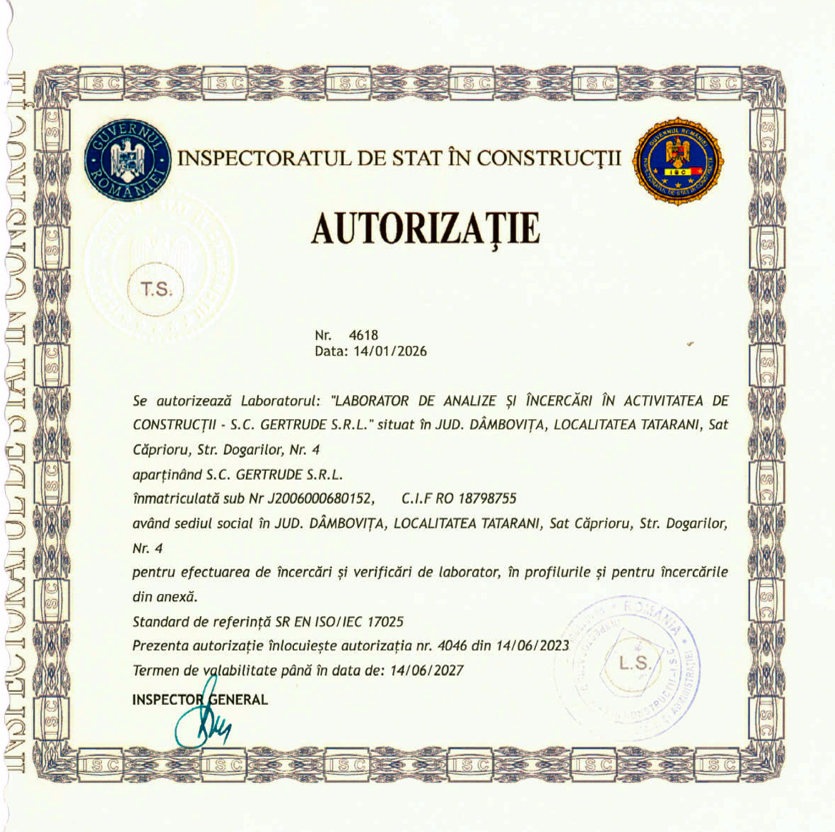 Autorizație laborator